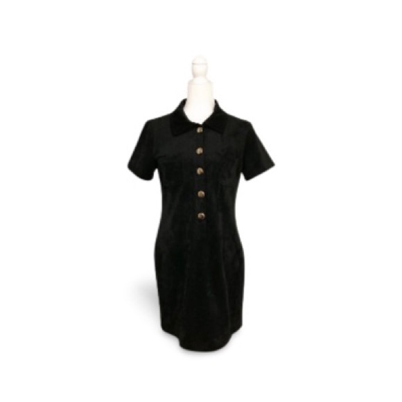 Tommy Hilfiger Black Faux Suede Short Sleeve Dress - Size 8 - Picture 2 of 9